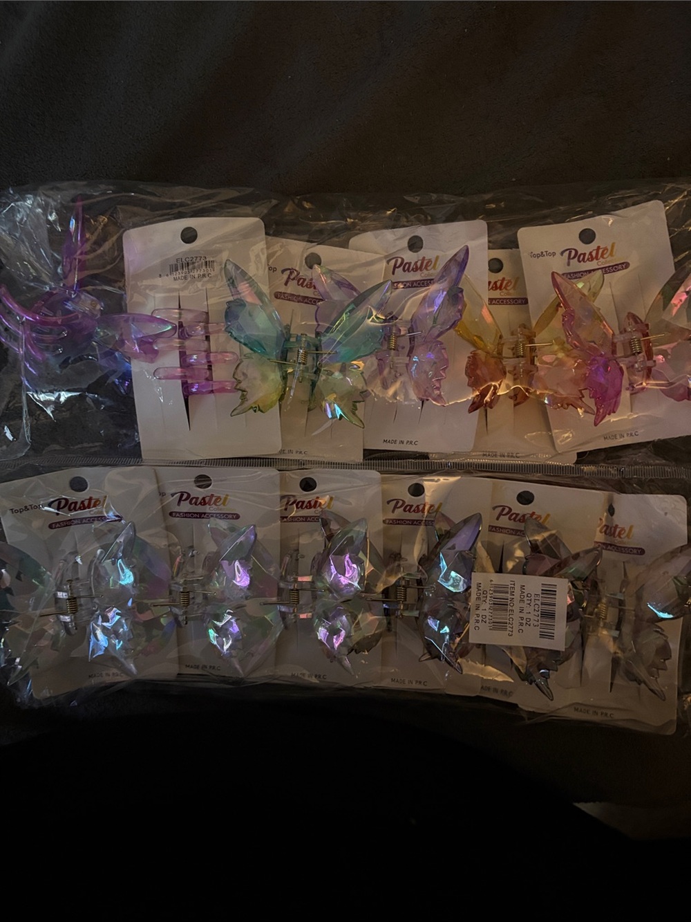 Iridescent Butterfly Hair Claw Clips - Pastel Colors